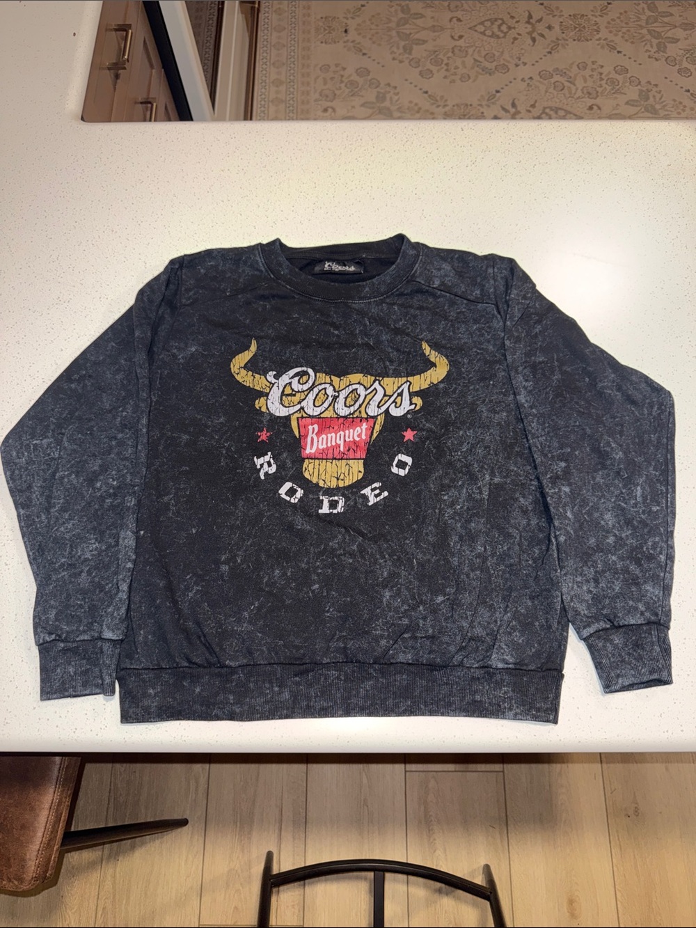 Coors Banquet Rodeo Graphic Crewneck Sweatshirt - Black Mineral Wash